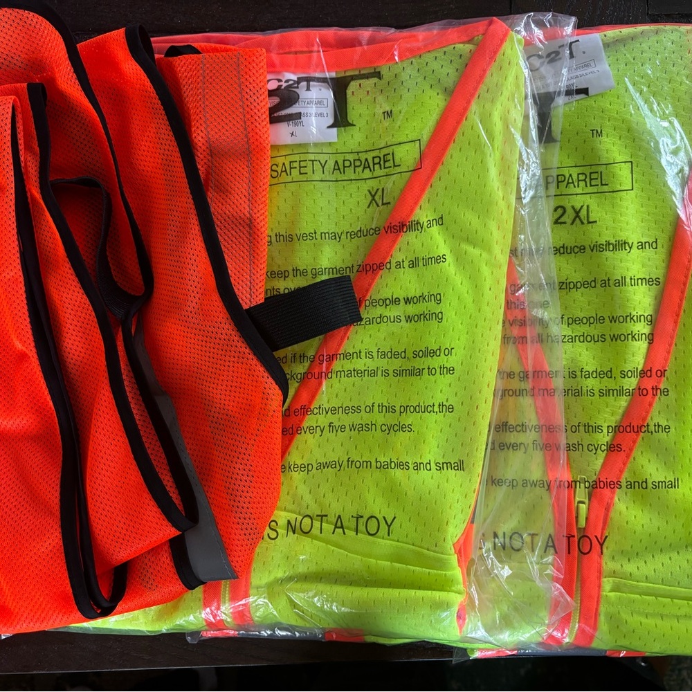 High Visibility Safety Vests in Neon Yellow and Orange